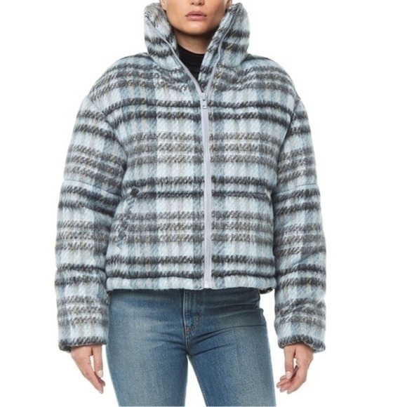 Apparis Josh Jacket Large Blue‎ Gray Plaid Puffer Faux Fur Lined Outdoor NEW - Picture 3 of 15